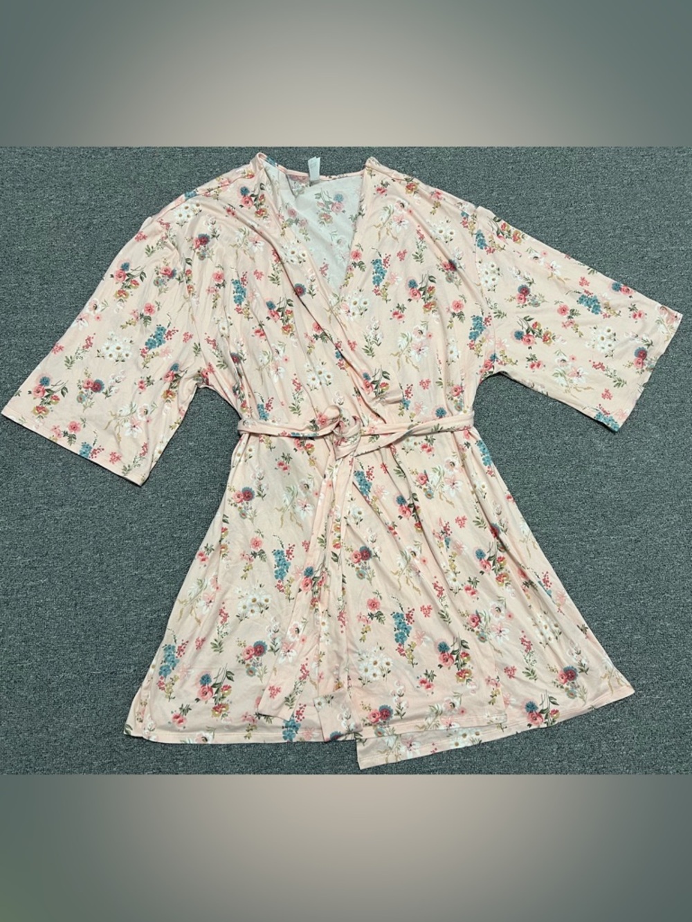 Flora Nikrooz Pink Floral Wrap Robe with Multicolor Blooms